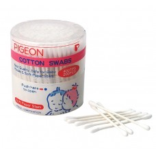 PIGEON Cotton Swabs Thin Stem 200Pcs/Hinged Case
