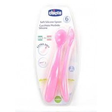 CHICCO SOFT SILICON SPOON BI PACK GIRL 6M 