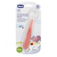 CHICCO SOFT SILICONE SPOON 6M  RED 