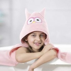 Rabitat Kids Hooded Bath Towel Super Soft Made with Zero Twist Cotton(PINK OWL)