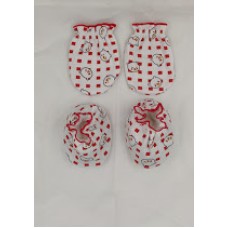 KIDS COLLECTION EXCLUSIVE BABY  BOOTY MITTENS SET BUNNY RED 001012