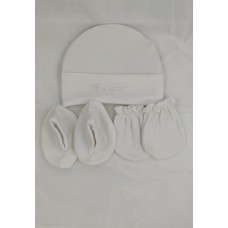 KIDS COLLECTION EXCLUSIVE BABY CAP BOOTY MITTENS SET WHITE 001007