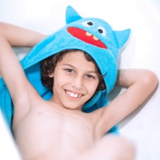 Rabitat Kids Hooded Bath Towel Super Soft Made with Zero Twist Cotton (Blue Monster) 