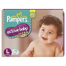 Pampers Active Baby Diapers, Large, 78 PCS