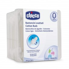  Chicco Cotton Buds Safe Hygiene with Ear Protection, 64 Pieces