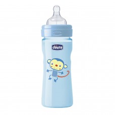 Chicco 250ml Wellbeing Medium Flow Feeding Bottle (Blue)
