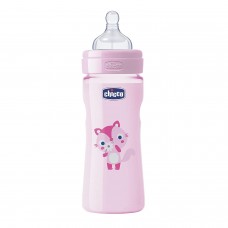 Chicco 250ml Wellbeing Medium Flow Feeding Bottle (Pink)