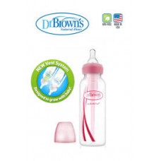 DR BROWN'S NARROW NECK  OPTIONS  COLORED  8 OZ FEEDING BOTTLE PINK