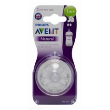 AVENT NATURAL TEATS SLOW FLOW 1M+ PACK OF2